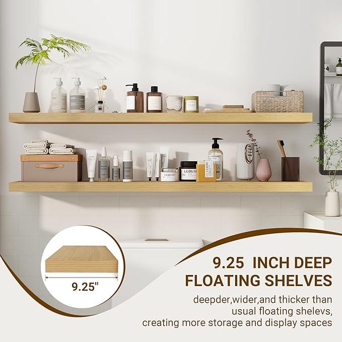 55 Inch Floating Shelves, 3D Textured Wood Grain, 55