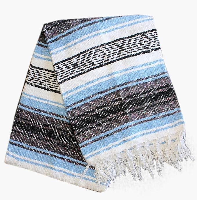 Del Mex Classic Mexican Blanket, Large Authentic Woven Falsa Throw (70