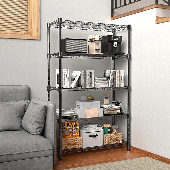 1250 lbs Storage Shelving Utility Shelving Unit 5-Tier Utility Shelving Unit Steel Organizer Wire Rack for Home,Kitchen,Office (13.7