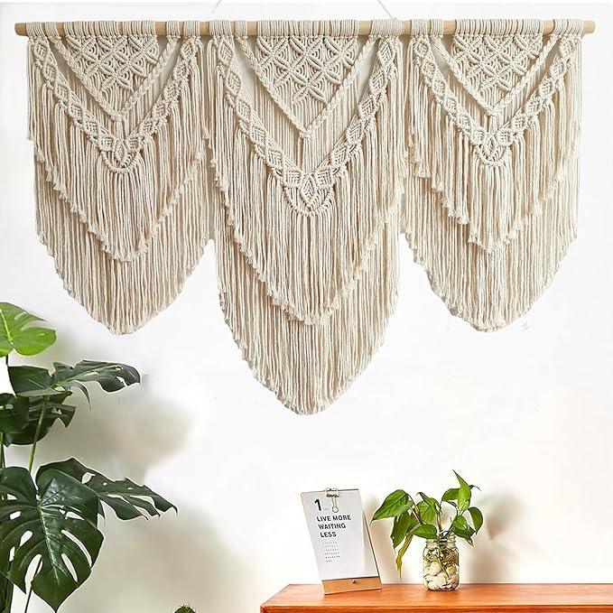 large macrame wall hanging - Boho Tapestry Macrame Wall Decor Art- Chic Bohemian Handmade Woven Tapestry Home Decoration for Bedroom Living Room Apartment Wedding Party - 43
