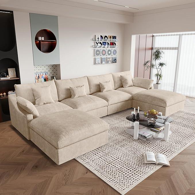 JACH U-Shaped Sectional Couches for Living Room, Cloud Sectional Couch with Deep Seat, 155.9