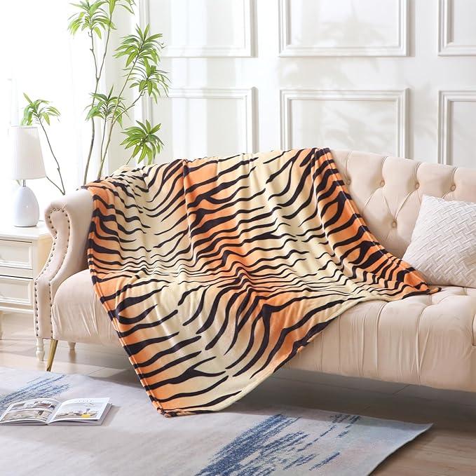 MERRYLIFE Tiger Stripe Print Throw Blanket Decorative Fleece Throw | Ultra-Plush Colorful | Couch Blanket Travel Lap | Home Gift Use(50