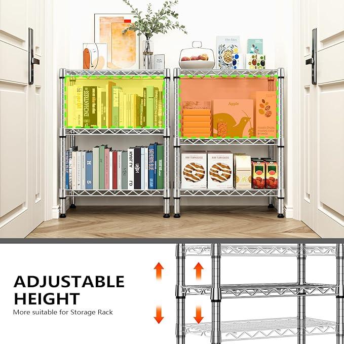 750 lbs 3 Tier Shelf Metal Storage Shelves Wire Rack Closet Organizers with PP Board for Garage Kitchen Bathroom Laundry Chrome 11.8