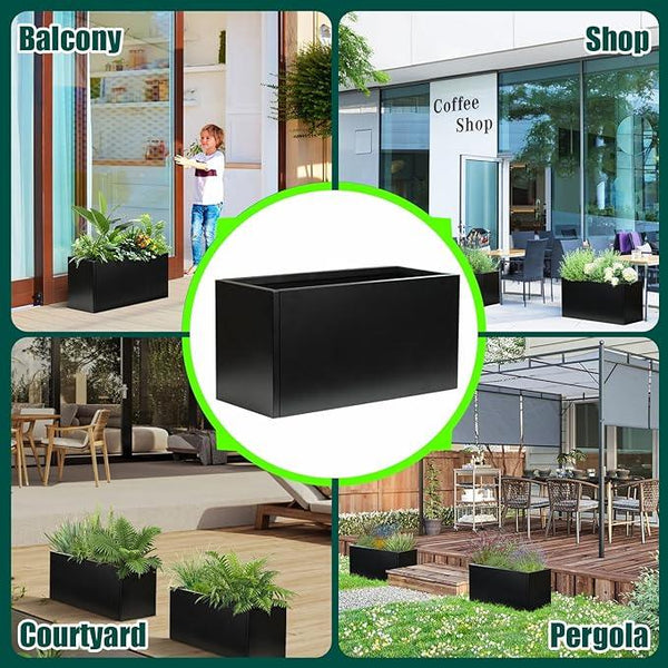 Galvanized Steel Metal Planter Rectangular Indoor Black Planter Box Large Outdoor Planters Steel 25