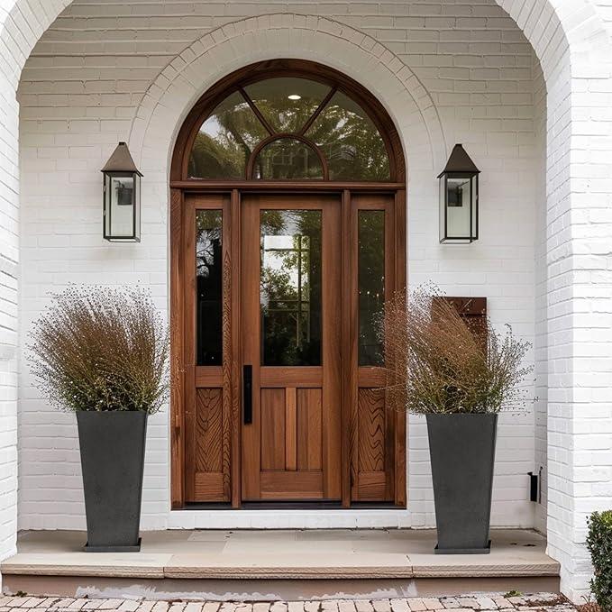 LA JOLIE MUSE 30 Inch Tall Planters for Outdoor Plants, 2 Sets Concrete Grey, Tall Outdoor Planters, Modern Square Outdoor Planters, Tall Large Planters for Front Door, Patio and Deck