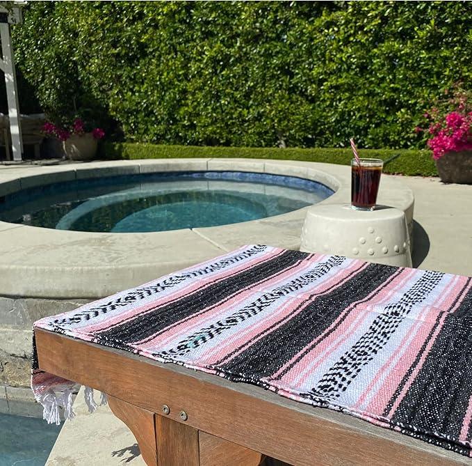 Del Mex Classic Mexican Blanket, Large Authentic Woven Falsa Throw (70