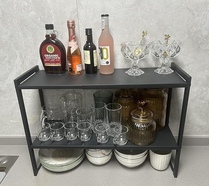 2 Tier Expandable Cabinet Shelf Organizer 14.5-25
