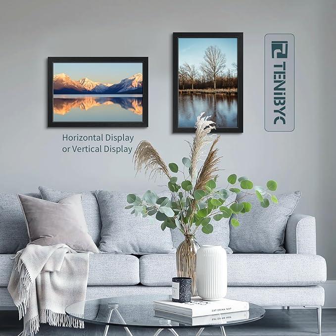 12x18 Poster Frame Set - 3 Pack, Textured Black Solid Wood with HD Tempered Glass, Wall Gallery Picture Photo Frame