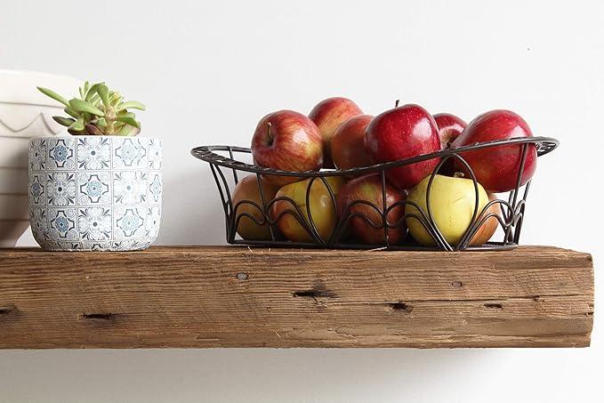 Urban Legacy Reclaimed Barn Beam Deep Shelves | Deep Shelves with Brackets Included, Set of 2 | (Natural Low Profile Bracket, 48