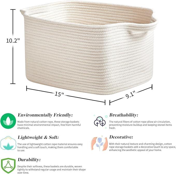3 Packs Cotton Rope Woven Basket With Handles for Shelves -15