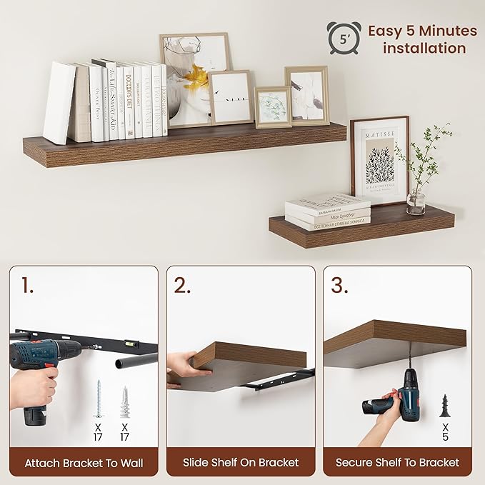 Wide Floating Shelves for Wall 12 Inch Deep, 36