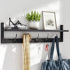 BAMEOS Wall-Mounted Shelf with Hooks - 28.9 Inch Entryway Hanging Shelf with 5 Dual Hooks for Bathroom, Living Room, Bedroom (Black)