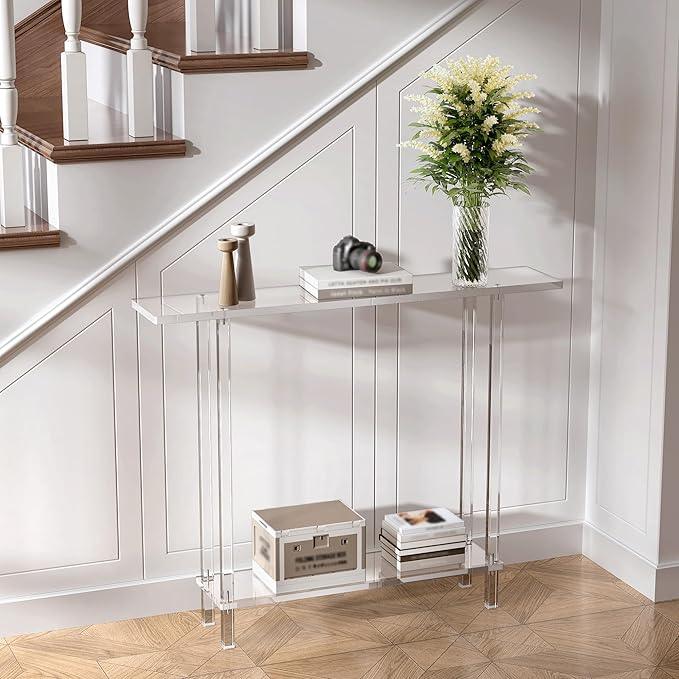 Acrylic Narrow Console Table for Entryway, 7.6