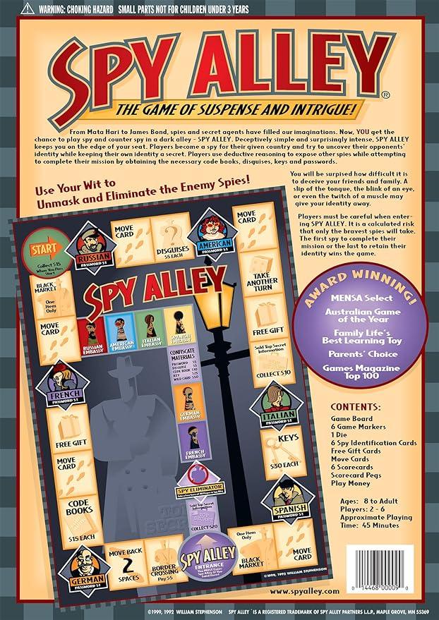 Spy Alley Mensa Award Winning Family Strategy Board Game