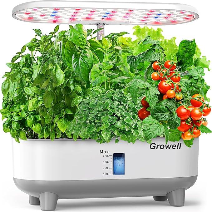 Hydroponics Growing System Kit, 16 Pods Indoor Garden with 28W Full Spectrum LED Grow Light, Auto Timer, 3 Smart Light Modes, 8L Large Herb Garden, Ideal Gardening Gift for Women, Men (White)