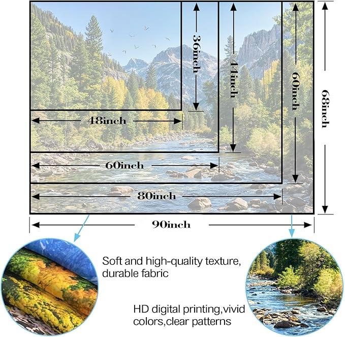 AMM Nature Forest Mountain Tapestry Green Pine Tree Tapestry for Bedroom Aesthetic Flowing River Landscape Tapestries Wall Hanging Bird Decor for Living Room Classroom Dorm Office