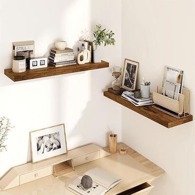 30 Inch Floating Shelves, Rustic Floating Wall Shelves 8 Inch Deep, 30 x 8 Floating Shelves for Home Decor, Deep Storage Shelves for Kitchen, Bathroom, Living Room, Rustic Brown Color, Set of 2
