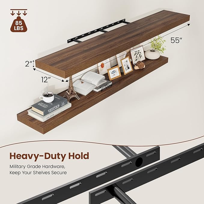 Wide Floating Shelves for Wall 12 Inch Deep, 55