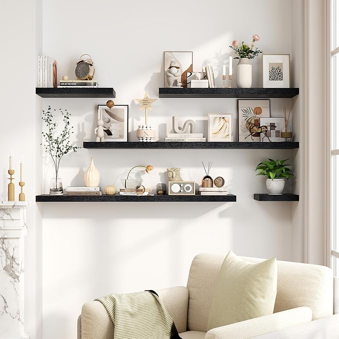 Fun Memories Black Floating Shelves 8 Inch Long, 8