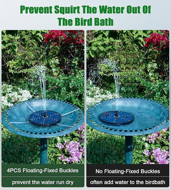 SZMP Solar Fountain Upgraded, 4W Bird Bath Fountain Pump with 7 Colors Lights, 7 Nozzle & 4 Fixer, 4000 Battery, Solar Water Fountain for Garden, Pool, Pond, Fish Tank