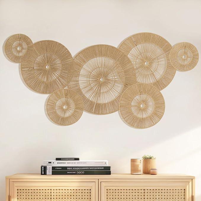 Mokof 7 Pack Boho Wall Decor Round Baskets Set (Small 7