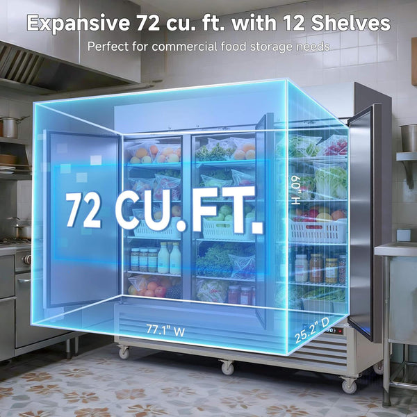 82-Inch Commercial 72 Cu.Ft 3-Door WiFi Refrigerator With Smart App Control (SAK58320)