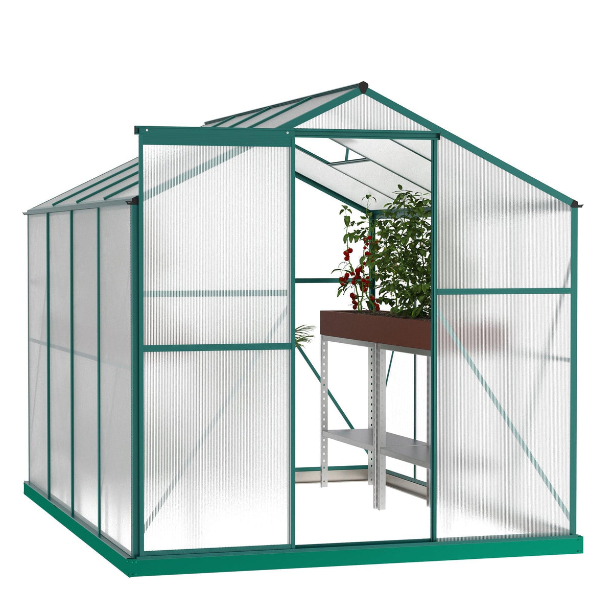 Polycarbonate Greenhouse - 6' x 8' Heavy Duty Walk-in Garden Greenhouse