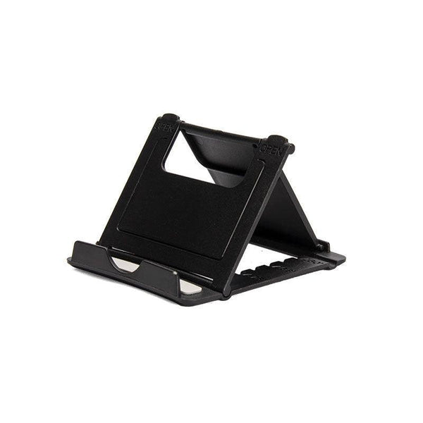 A plastic, foldable cradle for mobile phones