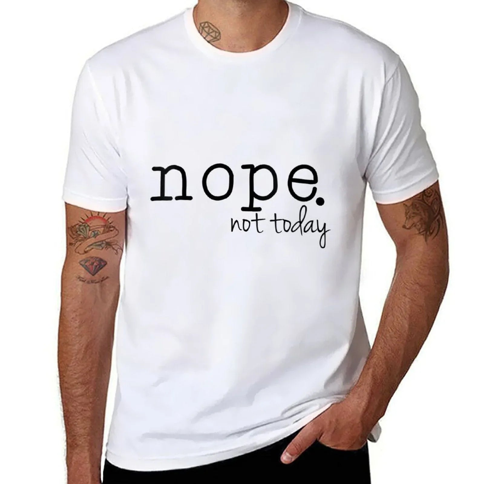 Womens Nope Not Today  Fade-proof Color T-Shirt