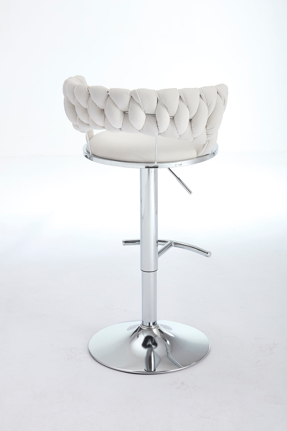 Set of 2 Bar Stools with Chrome Footrest & Base Swivel Height Adjustable Velvet