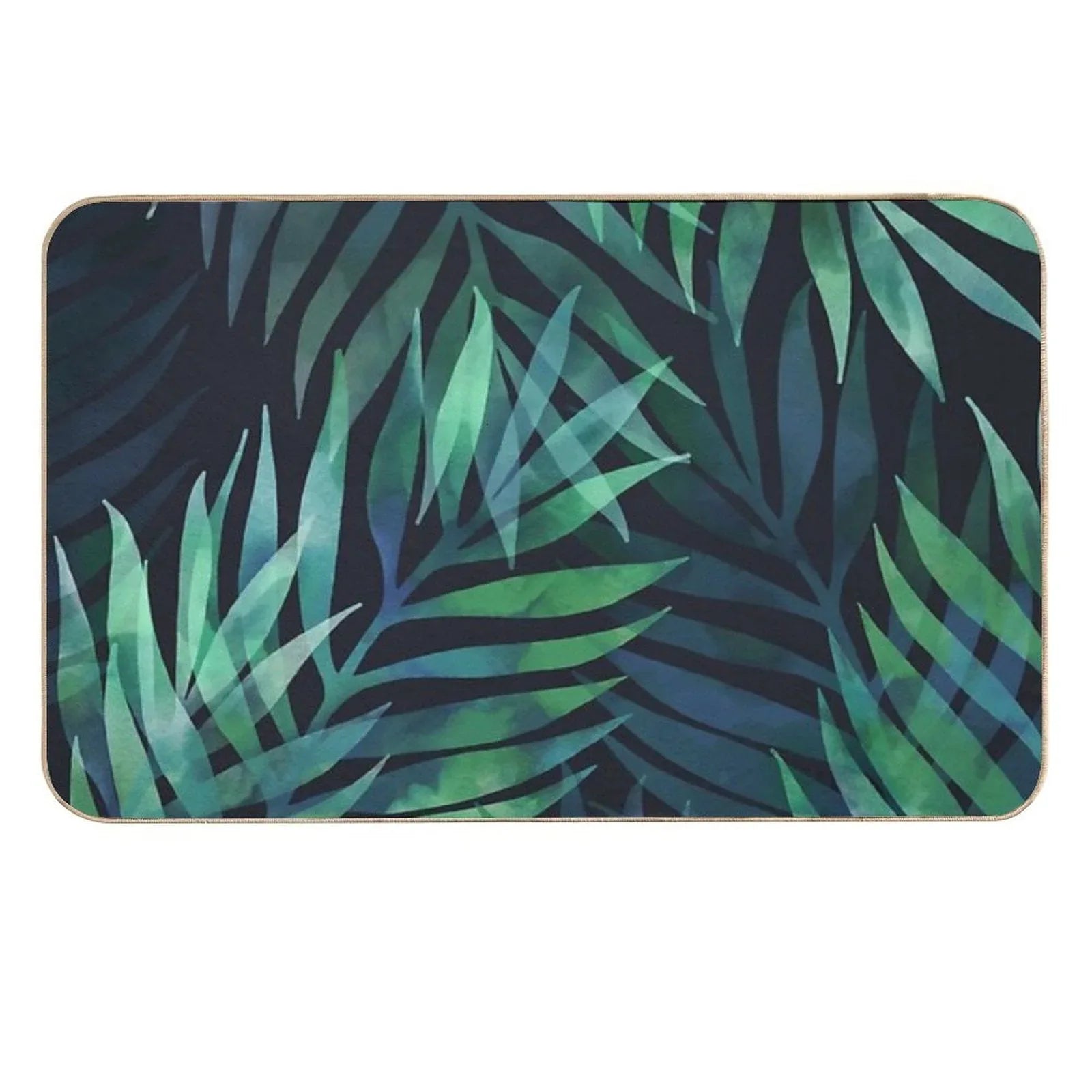 Dark Green Palms Leaves Pattern  Versatile Bath Mat