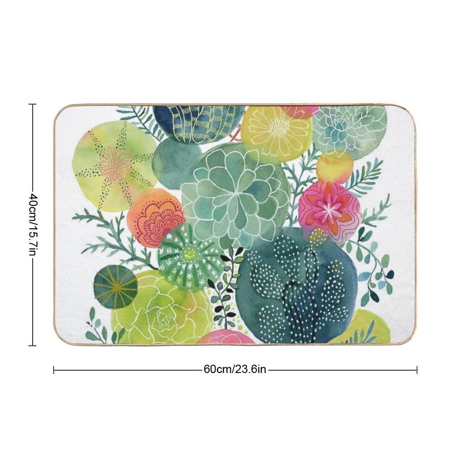 Succulent Circles Bath Mat