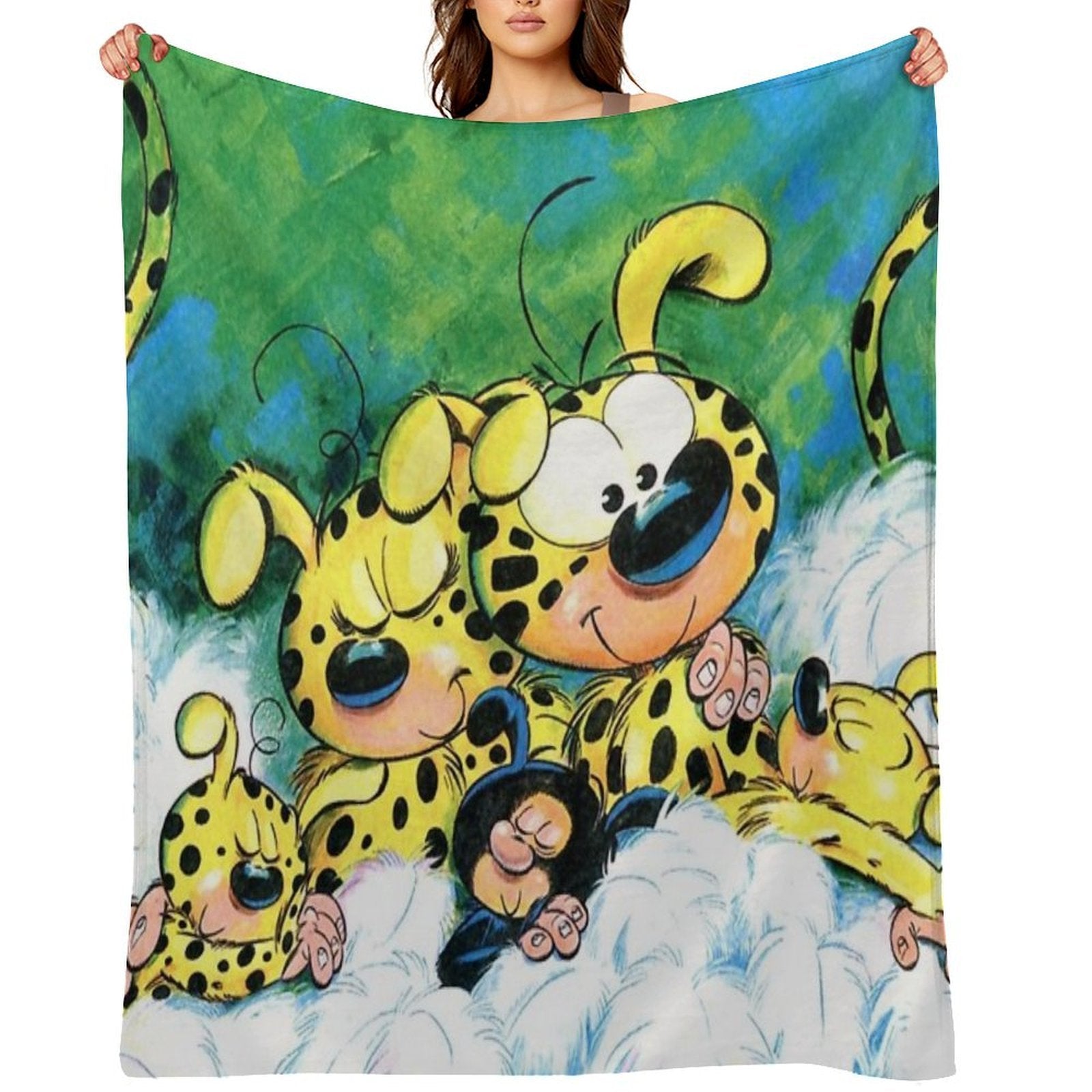Marsupilami with Family Sleeping Easy Care Throw Blanket
