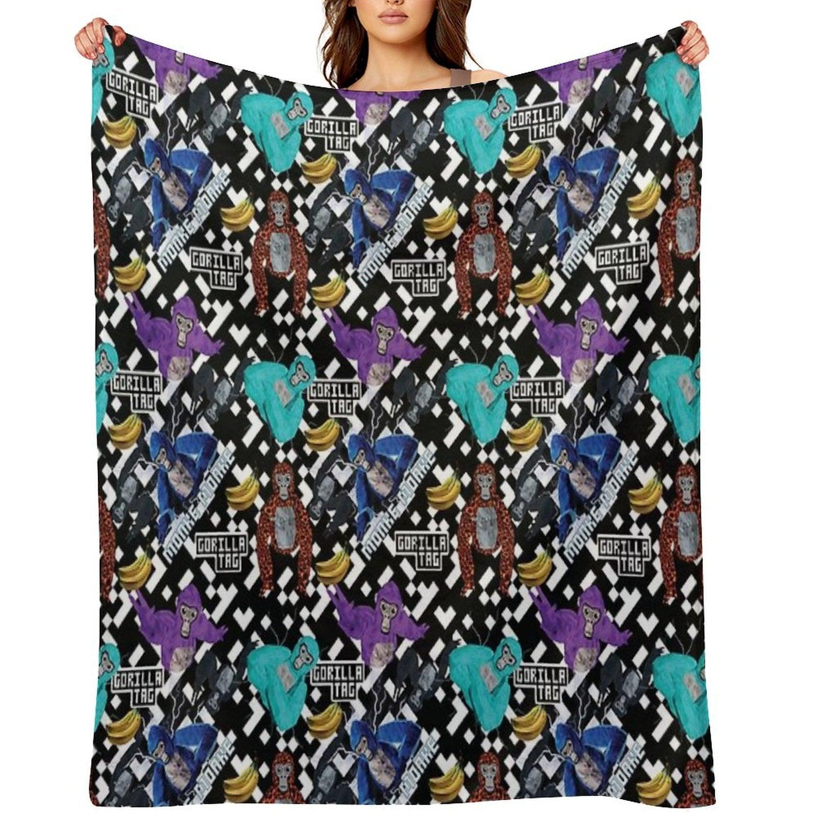 Gorilla Tag VR Gamer Merch Pixel Monke Throw Blanket