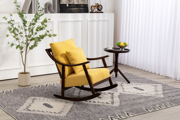 woven fabric Mid Century Modern Accent Chairs Comfy Upholstered Glider Arm Chair with Solid Wood for Living Room Bedroom Balcony