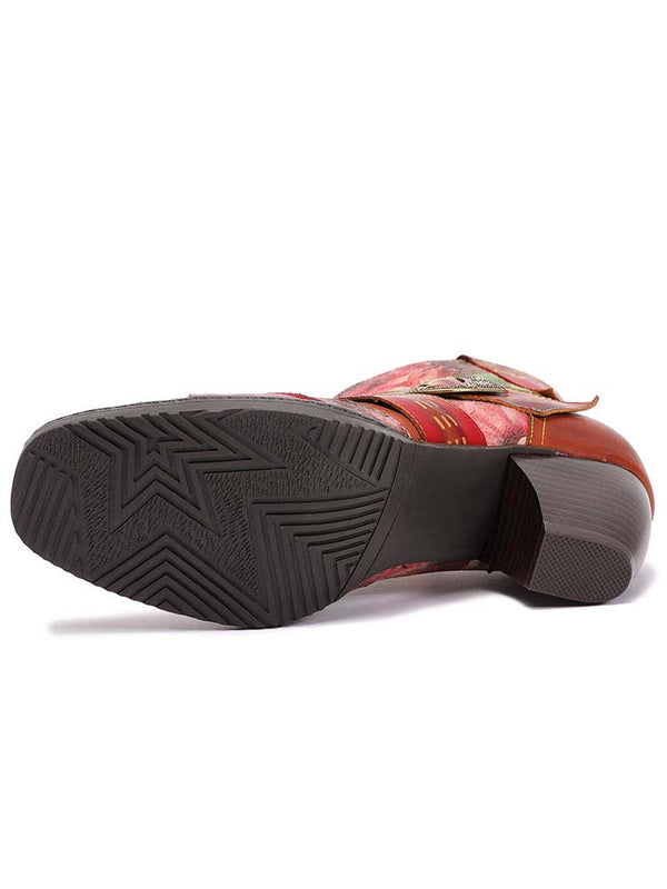 Annika Flower Handmade Leather Ankle Boots