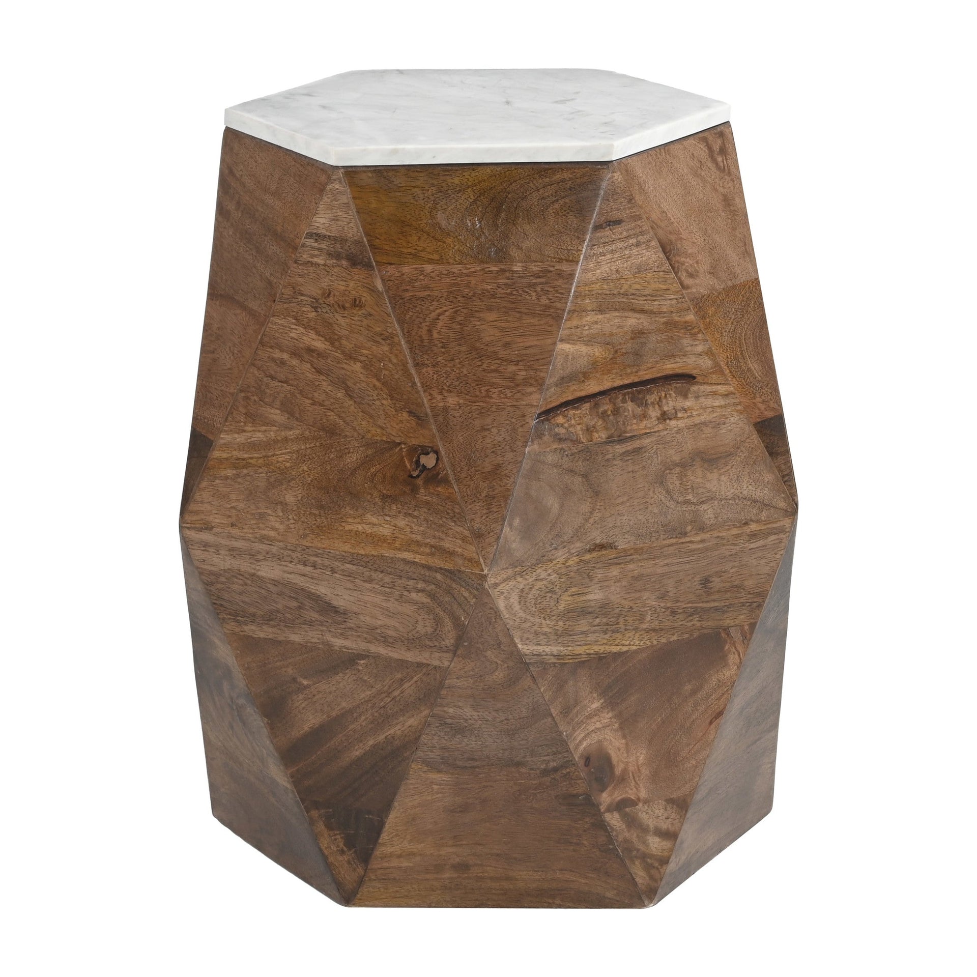 Bisel Side Table White & Walnut