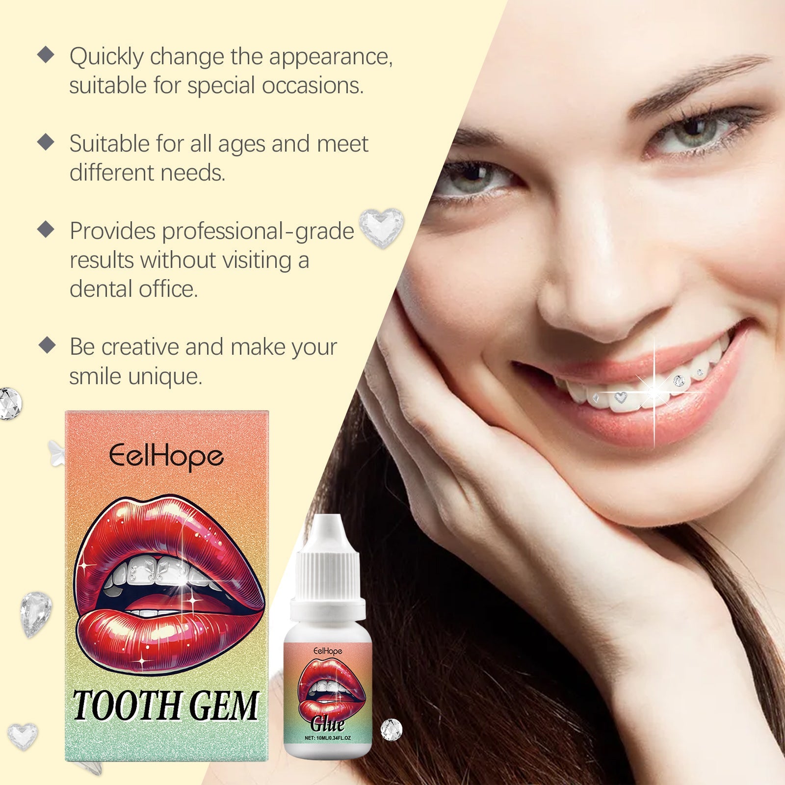 Diy Fashion Dental Set Dental Decoration Drill Combination Personality Sparkle Light Up Smile Style