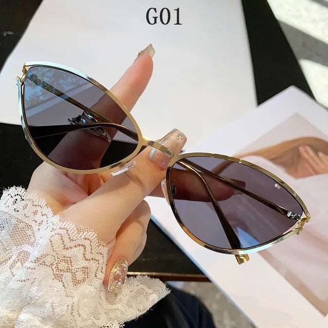 Cat Eye Sunglasses Women Trendy Vintage Vacation Designer Luxury Glasses Lentes De Sol Mujer Lunette Soleil Femme Vasos
