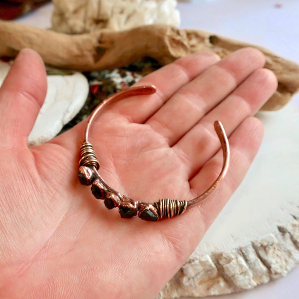 Copper Cuff With Black Tourmaline - I Am Protected | By Blackbird & Sage