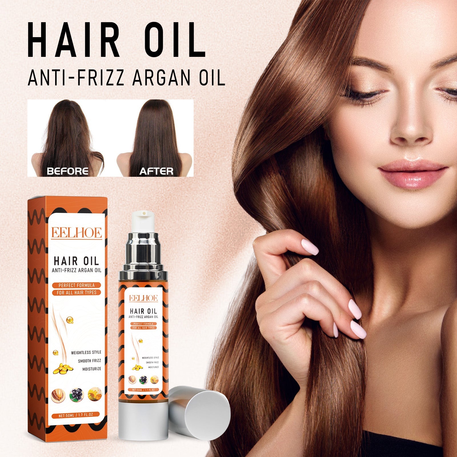 Hair Oil, Moisturize And Smooth Hair Care Repair Split End Dry Hair