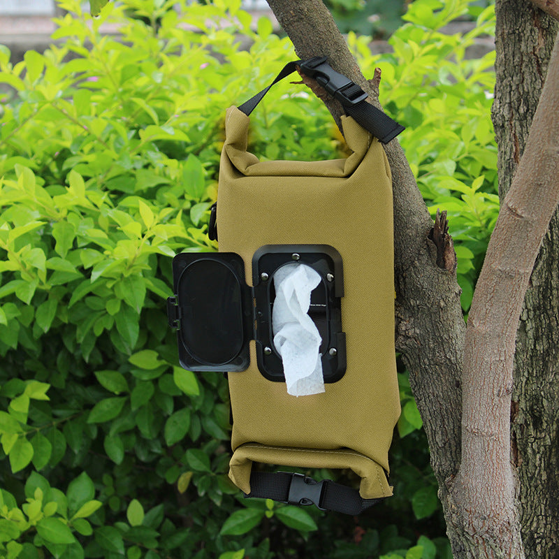 Outdoor camping wet tissue paper box camouflage waterproof canvas tissue bag square hand-held tissue storage bag