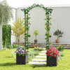 82 x 99 Inch Garden Arch Trellis with 2 Self-Watering Planter Boxes Wheels-Black