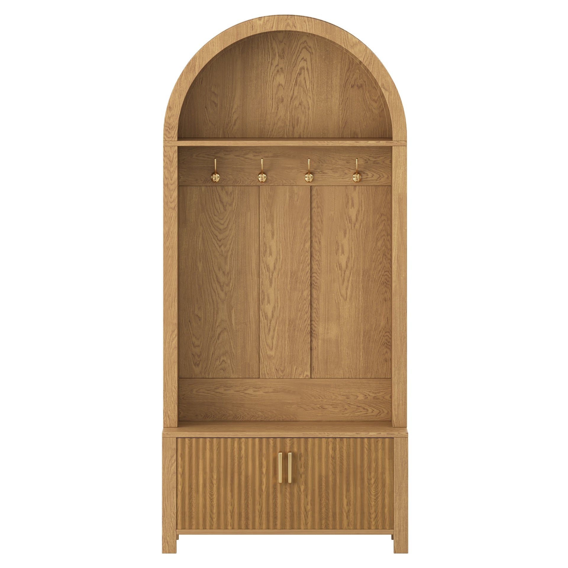 Farmhouse Hall Tree with Storage Bench & Cabinet – Entryway Organizer with Coat Hooks