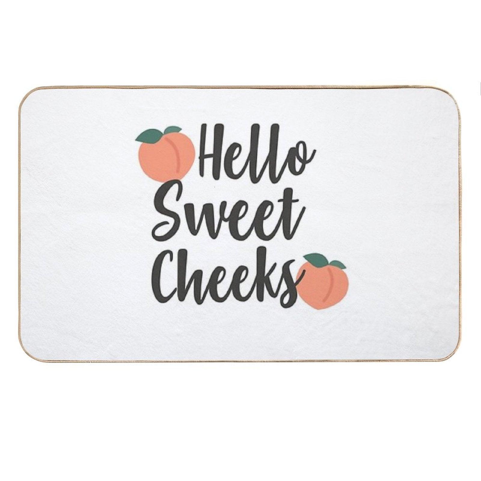 Peach Hello Sweet Cheeks Printable Bath Mat
