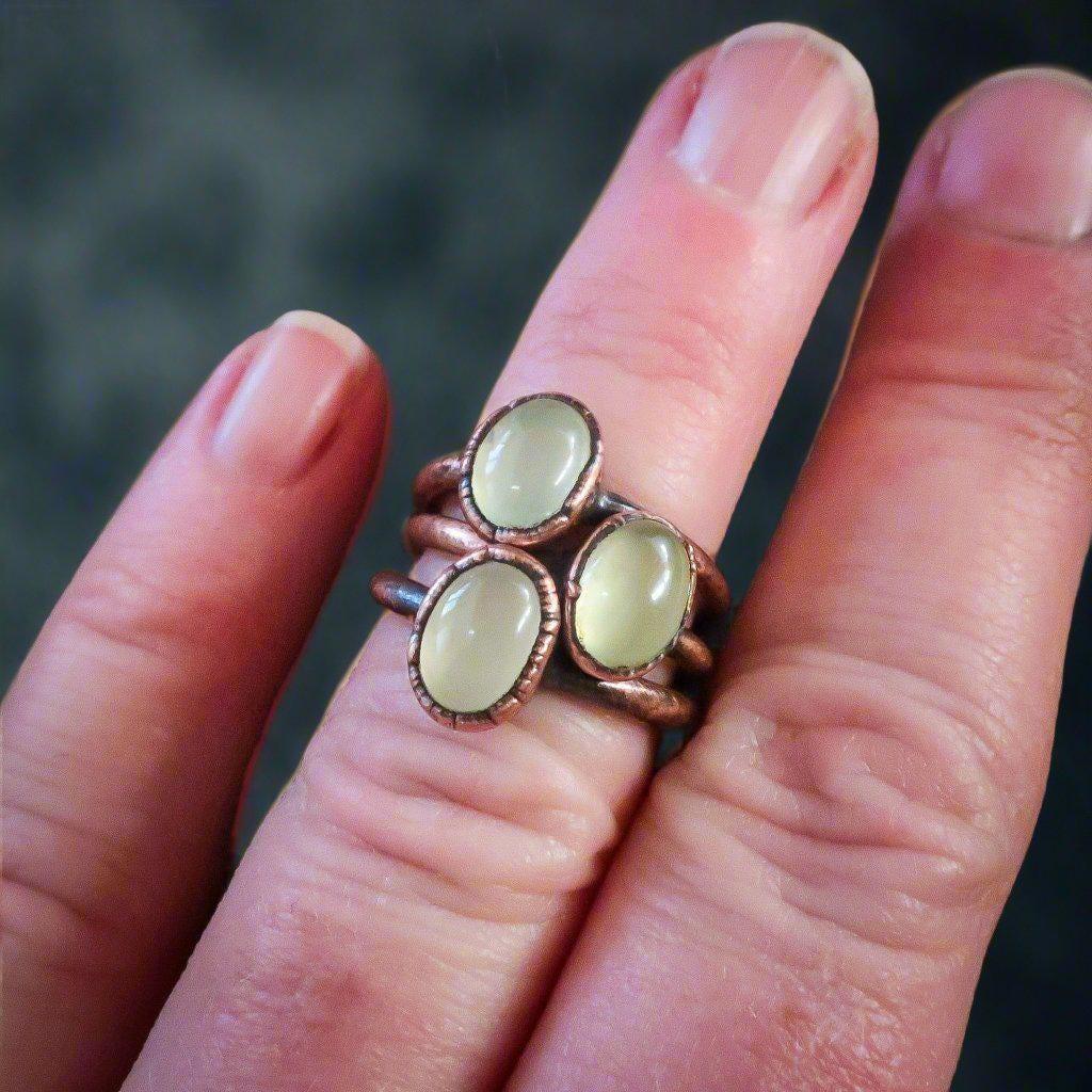 Copper Prehnite Ring For Calm Clarity Renewal | By Blackbird & Sage