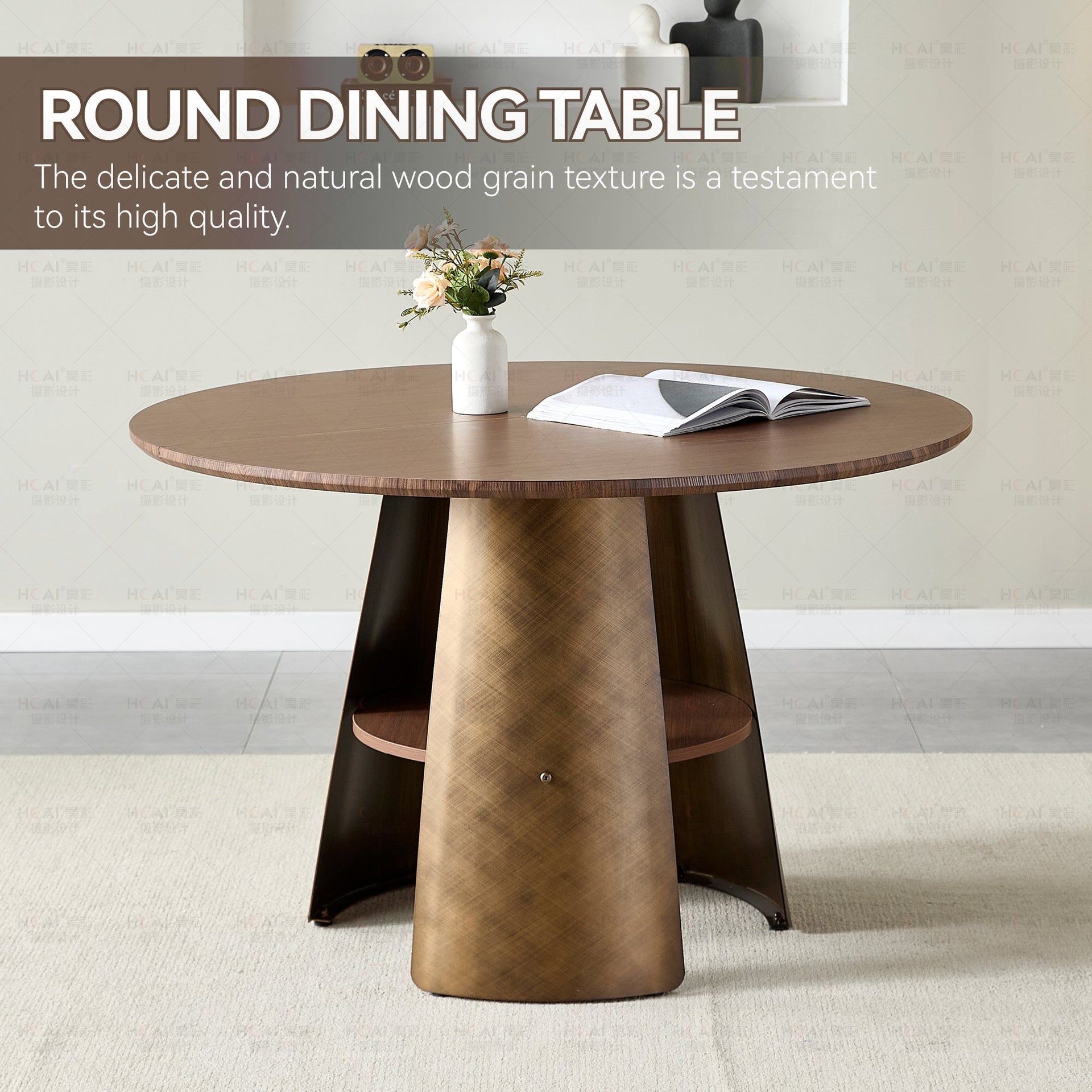 47.25 Inch  Retro Style Round Dining Table