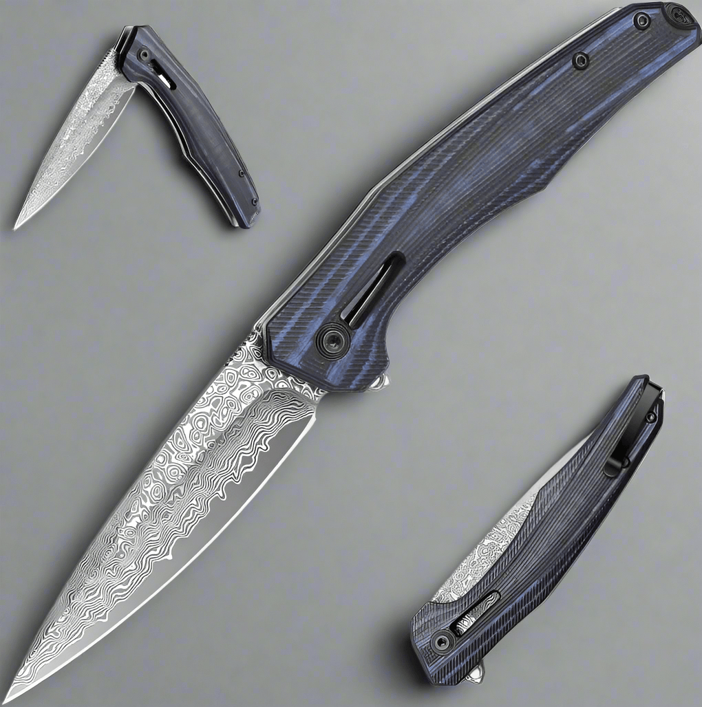Erebus Japanese Gentleman's Knife with VG-10 Damascus, G10 Handle & Leather Sheath