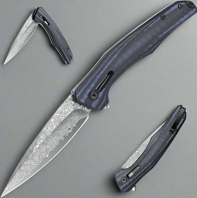 Erebus Japanese Gentleman's Knife with VG-10 Damascus, G10 Handle & Leather Sheath