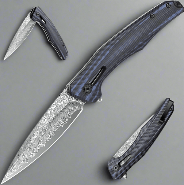 Erebus Japanese Gentleman's Knife with VG-10 Damascus, G10 Handle & Leather Sheath